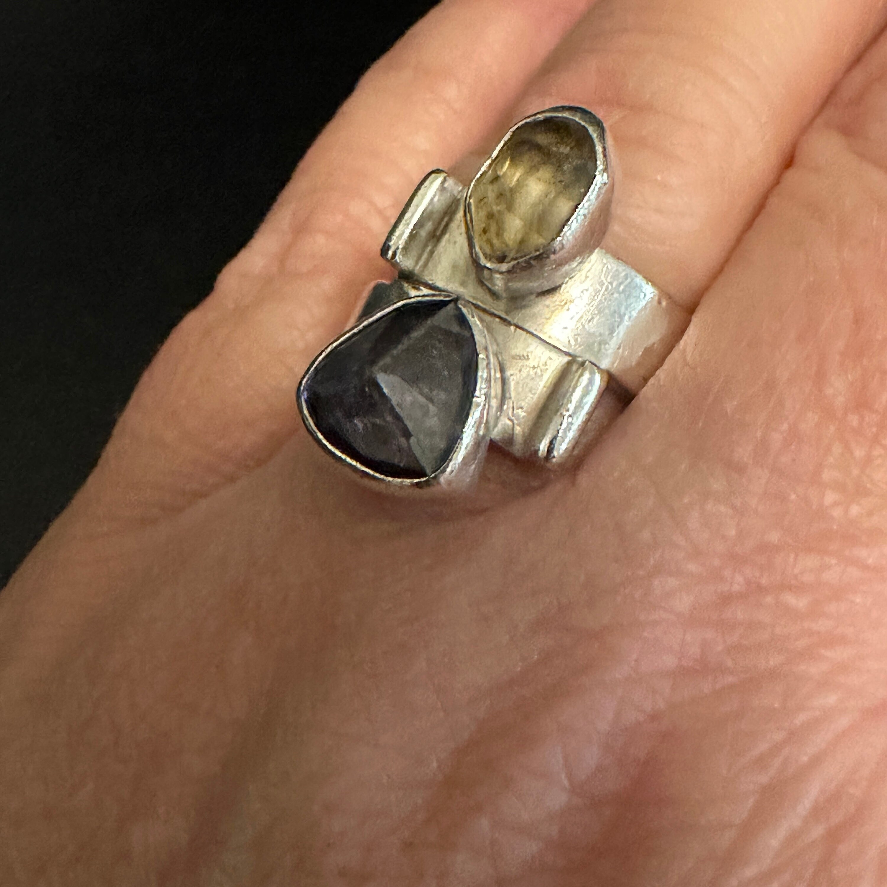 Sterling Lilly Barrack Amethyst Citrine Art Ring Sz 7 Etsy