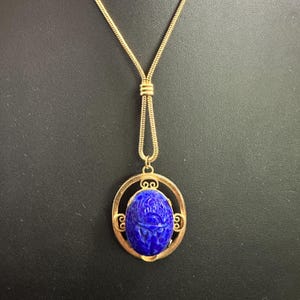 Large 1960s Mid-Century Egyptian Revival Scarab Necklace