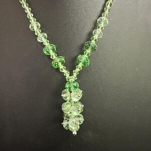 Vintage Green Austrian Crystal Necklace - 16&quot; Unique!