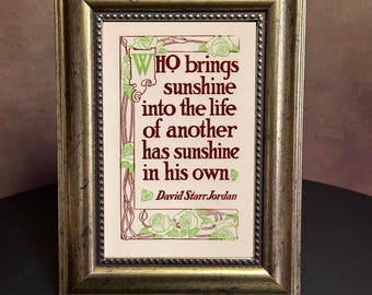 Original 1913 Art Nouveau Print - Positive Quotation - Framed  5x7"