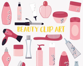Beauty clip art set, styling products for hair, body and bath, clipart symbols (LC05)