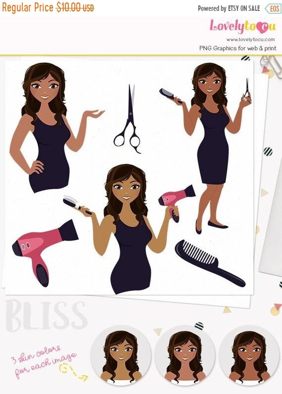 Sale Woman Hair Stylist Character Clipart Beauty Design Etsy