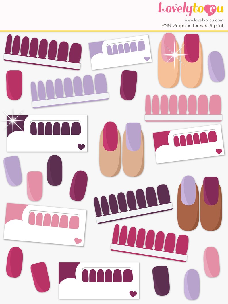 Nail Strips Clipart Nail Wraps Nail Polish Pink Mauve Etsy