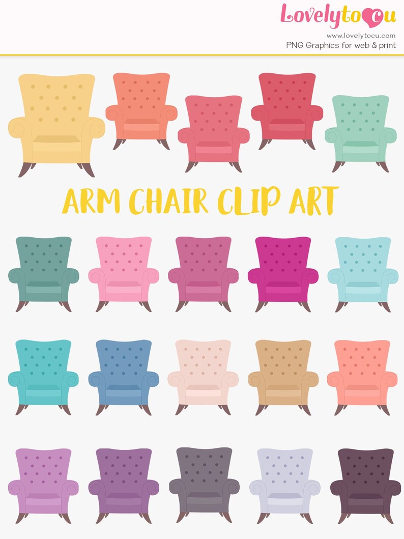 Armchair Rainbow Clip Art Collection 20 Shades Painting Artist Design Graphics Commercial Use Digital Png Lc102