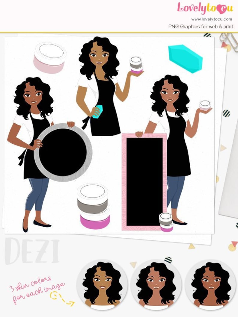Dezi L556 digital clip art african american woman with chalk board chalk paste crafts girl character clipart Chalk art craft