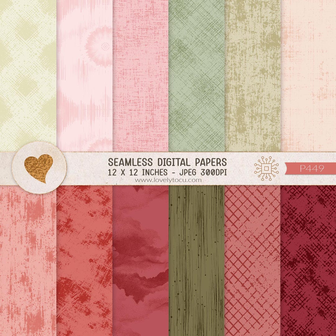 Spring Floral Tones Texture Digital Papers, 12 Seamless Patterns ...