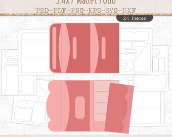 Kit de plantillas para carpeta de diario creativo, carpeta plegable de 3,5 x 7 pulgadas, archivo PSD editable, archivo de corte SVG, PDF imprimible (JL103)
