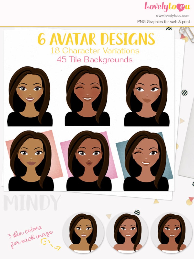 blog pic Mindy L408 PNG clip art expressions portrait personal portrait girl illustration Avatar woman clipart african american