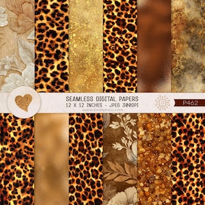 Gold and tortoiseshell digital papers, 12 seamless ethnic inspired patterns, scrapbook backgrounds, organic stone - P462