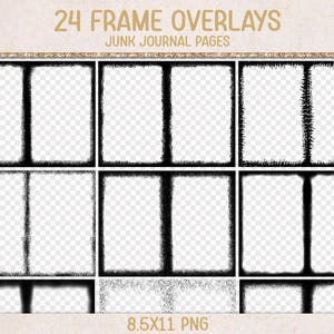Sovrapposizioni di pagine di diario spazzatura, cornice con vignetta a doppia pagina, bordi di pagina con texture grunge, cornice per carta da lettere invecchiata 8,5x11&quot; clipart - RY118