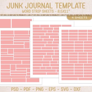 Wortstreifen, ganzseitige Vorlagen, Druckvorlage für Scrapbooking, Junk Journal, SVG, Papierschnittdatei (JL130)