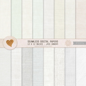 May include: A selection of seamless digital papers in shades of white and cream, each with a unique texture. The papers are 30.48 cm x 30.48 cm. The image includes the text "SEAMLESS DIGITAL PAPERS 12 X 12 INCHES - JPEG 300DPI".