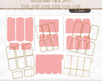Tiny folder templates, accordion gift cards with label, SVG cutting file, planner insert, printable craft supply, scrapbooking, PSD (JL113)