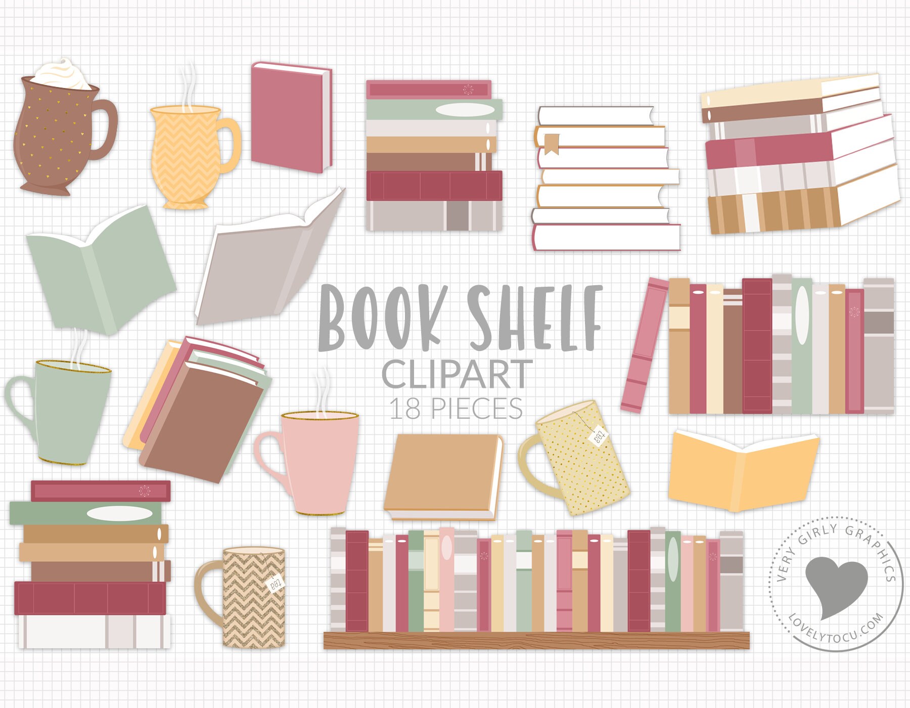 Book Stack Clipart - Etsy