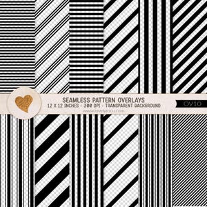 Stripes pattern overlays, 12 seamless png papers with transparent background, make your own scrapbook papers, design elements (OV10)