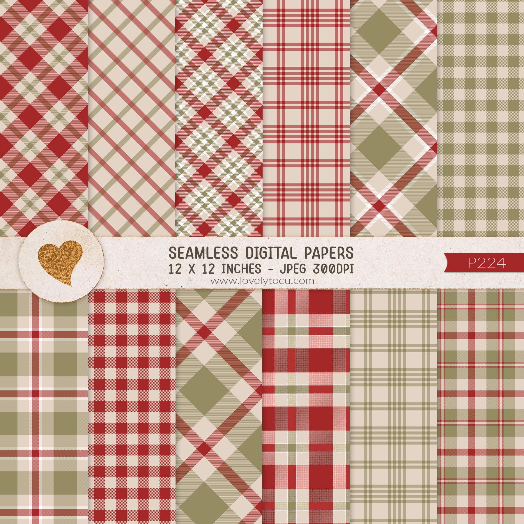 Christmas Tartan Plaid Digital Papers, Seamless Paper Background ...