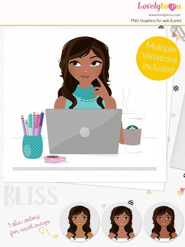 Business woman character clipart girl logo avatar | Etsy
