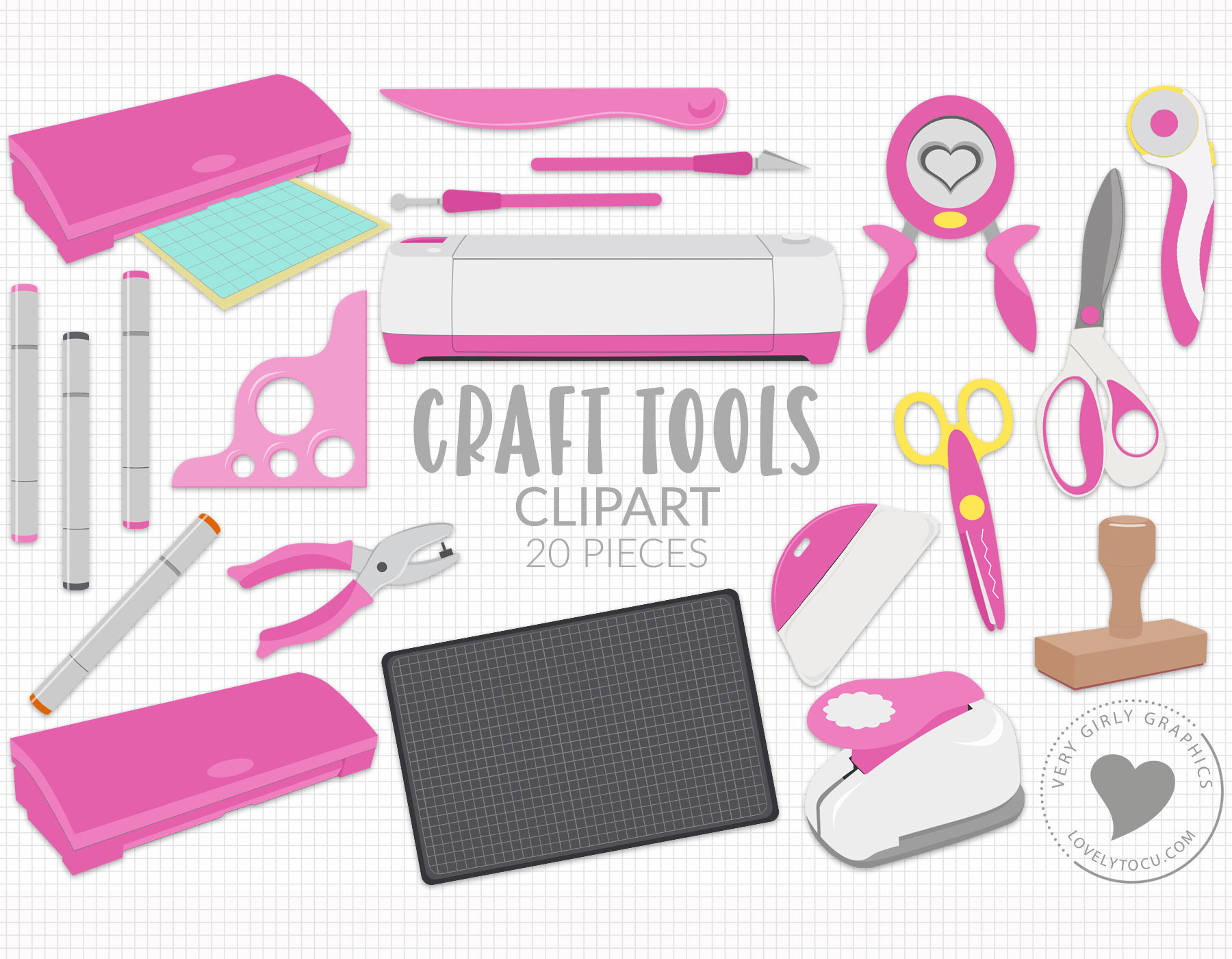 Crafting clip art set crafter and maker tools for silhouette | Etsy España
