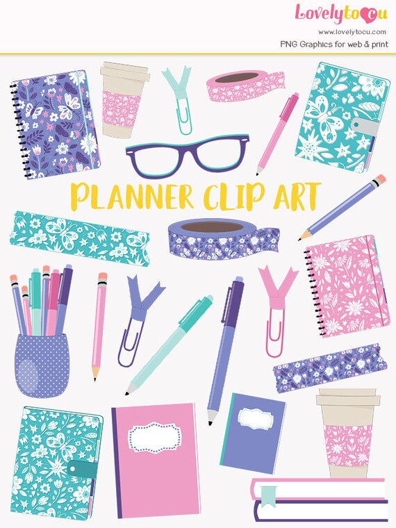 Planner girl clipart journal clipart notebook clipart Etsy