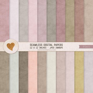 May include: A collection of seamless digital papers featuring a variety of muted, textured color strips in shades of pink, beige, gray, and olive green. A horizontal band displays the text SEAMLESS DIGITAL PAPERS 12 X 12 INCHES - JPEG 300DPI.