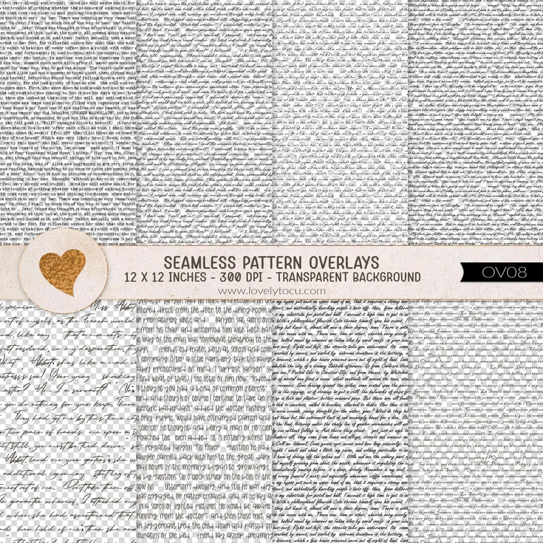 Seamless Script Pattern Overlay, 8 Seamless Png Papers With Transparent ...
