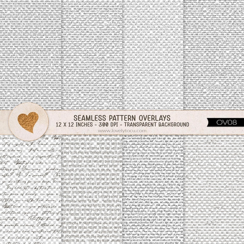 Seamless Script Pattern Overlay, 8 Seamless Png Papers With Transparent ...