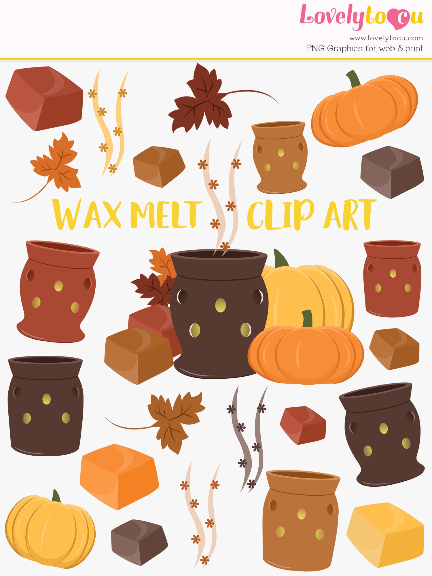 Wax Melt Clip Art Set Wax Burner Oil Burner Melting Wax Etsy