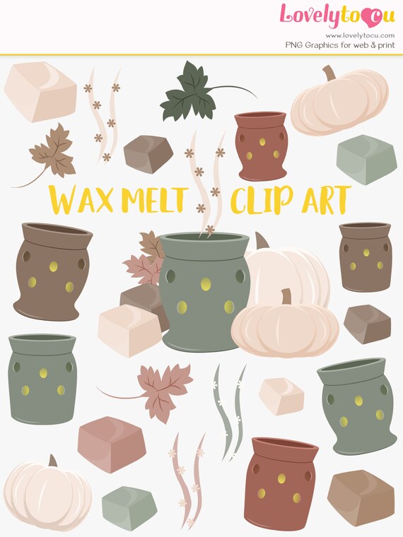 Wax melt clip art set wax burner oil burner melting wax Etsy