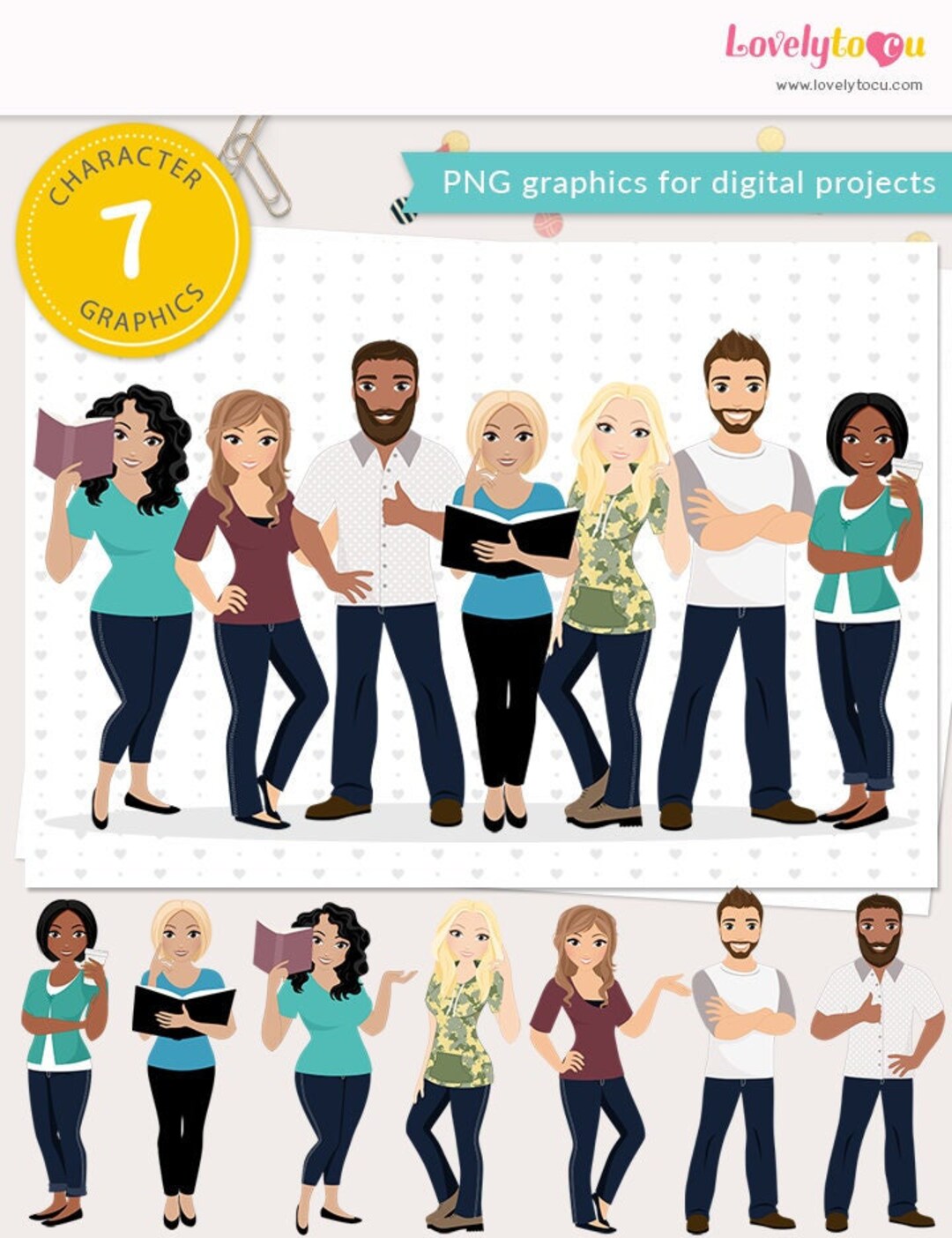 People Group Clipart Women Characters Girl Grouping Banner Etsy