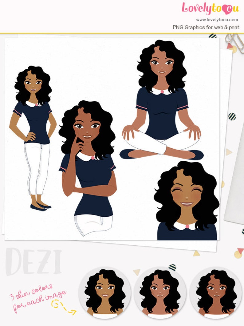 Girl Logo Clipart Woman Character Illustration Avatar Etsy