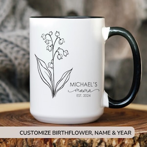 Cadeau personnalisé maman est 2024 2025 Mug femme fille fête des mères anniversaire cadeau de Noël mois de naissance maman Mug fleur cadeau baby shower