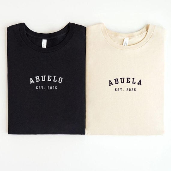 Abuelo and Abuela Shirt Spanish First Time Grandparents Pregnancy Announcement Gift Abuelito Abuelita Est 2025 Matching Tshirts OLV-25-040!