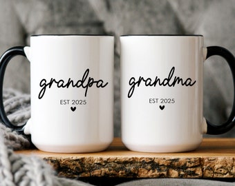 Grandparent Gift Mug Set New Grandparen Customizable Grandma Grandpa Baby Reveal Pregnancy Announcement Ceramic Coffee Keepsake OLV-25-464!