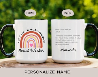 Social Worker Mug School Social Worker Appreciation Gift for Women Custom Name Definition Cup Coworker Staff Christmas Thank You Present