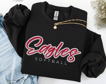 Personalized Softball Team Shirt Varsity Highschool or College Mascot Sweatshirt with School Name Apparel OLV-26-041