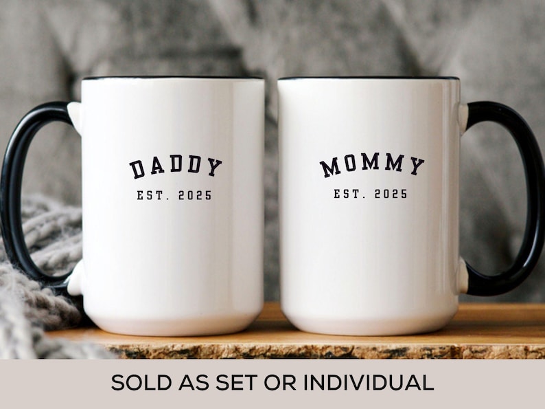 First Time Mom and Dad Mug Set New Parents Pregnancy Gift