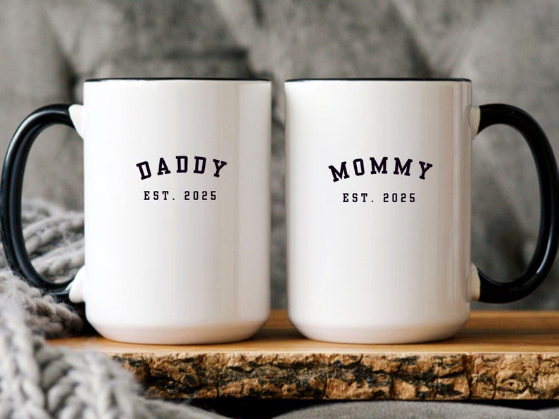First Time Mom and Dad Mug Set New Parents Pregnancy Gift