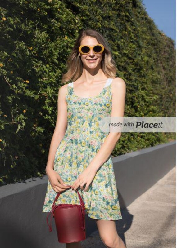 Floral Skater Dress, Casual Spring Fashion, Women's A-line Dress, Flowy Summer Dress, Botanical Print Dress, Gift for Her