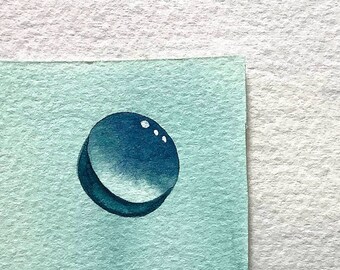 Winter Drop an Original Watercolor Dew Drop Painting by Rita Squier aka TheRita - Size 2.5x3.5 inches aceo