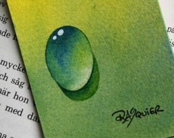 One Big Drop an Original Watercolor Dew Drop Painting by Artist Rita Squier - Size 2.5x3.5 inch ACEO