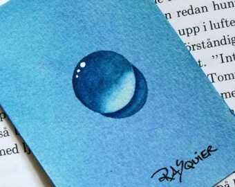 Pool Blue Drop an Original Watercolor Painting by Artist Rita Squier - Size 2.5x3.5 inch ACEO