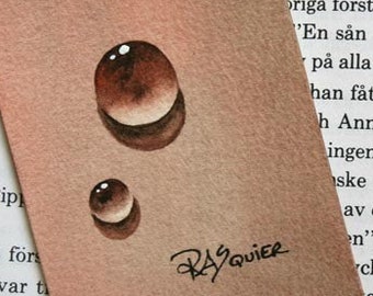 Coffee Drop an Original Watercolor Painting by Artist Rita Squier aka TheRita - Size 2.5x3.5 inch ACEO