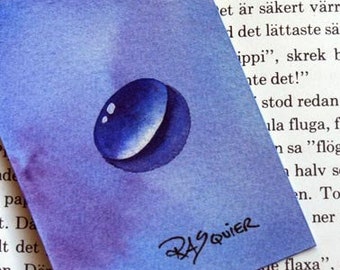 Purple Violet Droplet an Original Watercolor Dew Drop Painting by Artist Rita Squier - Size 2.5x3.5 inch aceo