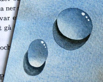 Agua Dew Drop an Original Watercolor Painting by Artist Rita Squier aka TheRita - Size 2.5x3.5 inch ACEO