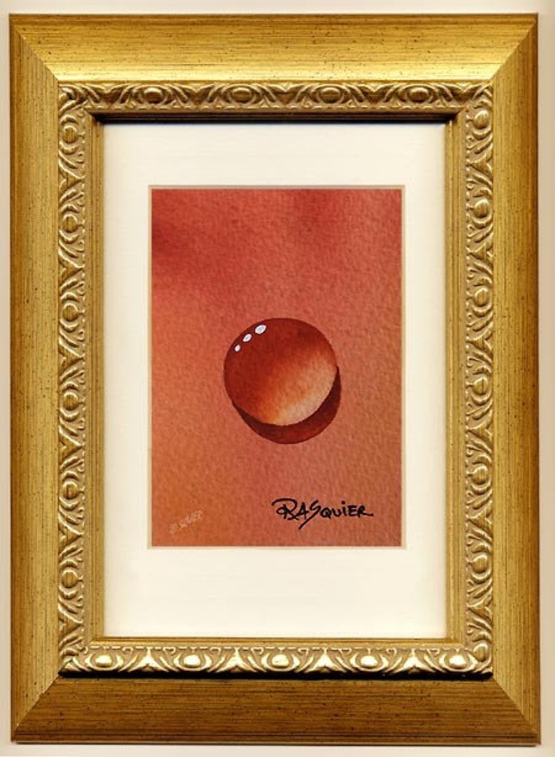 Rusty Water Drop an Original Watercolour Dew Drop Painting by Artist Rita Squier aka TheRita Size 2.5 X3.5 inch aceo image 3