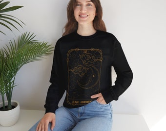Moon Tarot Card Manifest Unisex Bluza z okrągłym dekoltem - Przytulny komfort, odzież zgodna z prawem przyciągania