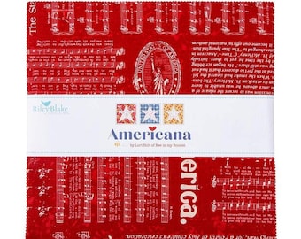 Americana - 10" Stacker - by Lori Holt – Riley Blake Fabric | Patriotic 100% Cotton Precuts | Red White Blue Quilt Fabric