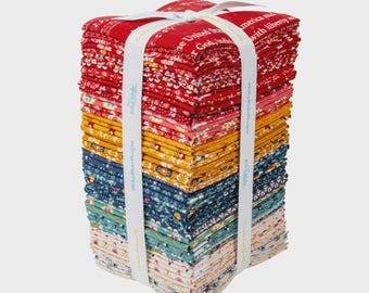 Americana Fat Quarter Bundle by Lori Holt – Riley Blake Fabric | Patriotic 100% Cotton Precuts | Red White Blue Quilt Fabric