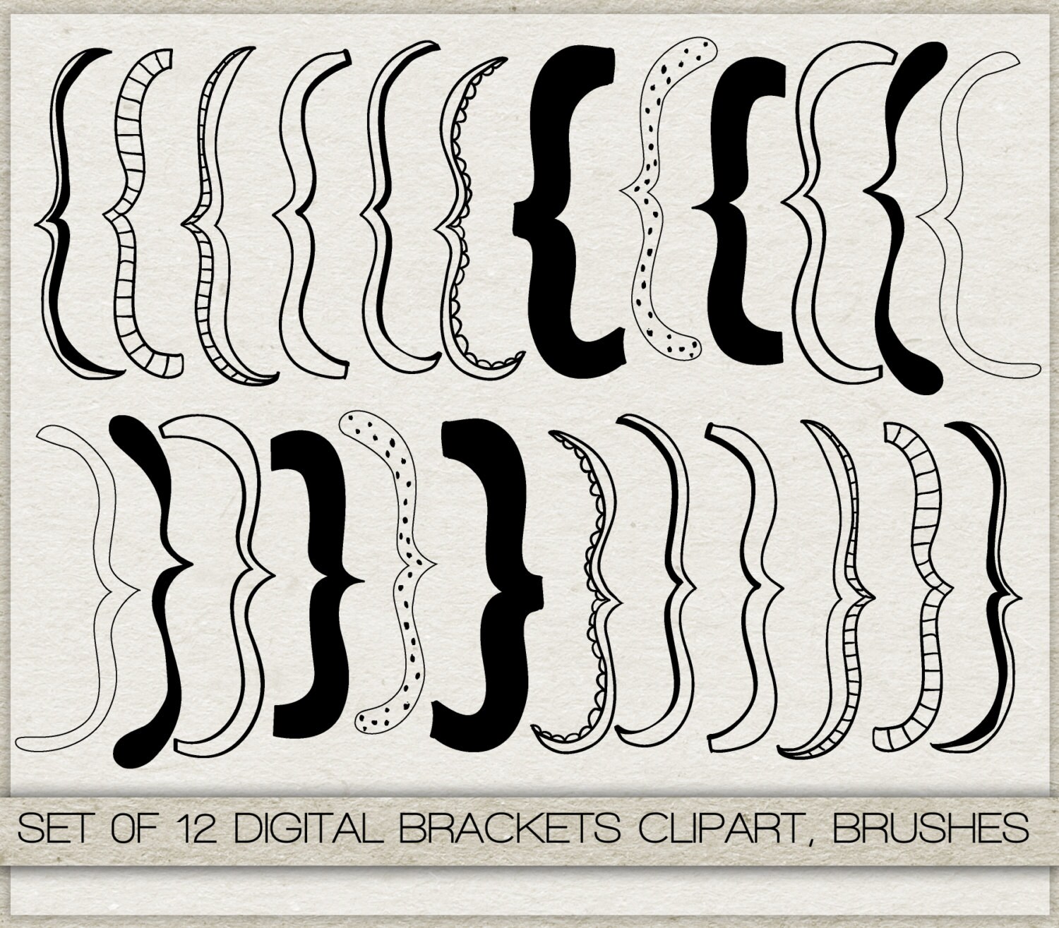 Doodle Brackets Digital Clipart Brushes and Stamps. Etsy
