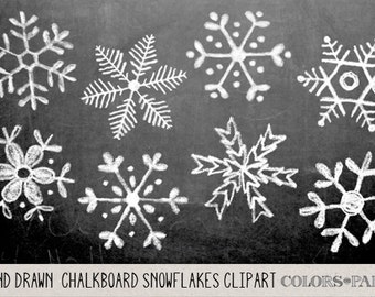 Chalkboard Hand Drawn Snowflakes Clipart, Photoshop Brushes and Stamps. Download. Personal and Limited Commercial Use.